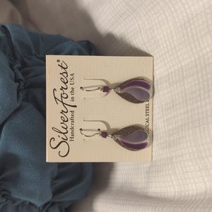 Silver Forest Purple and Silver Earrings